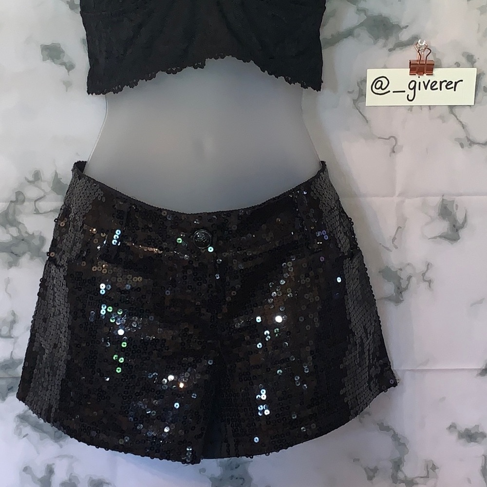 Large Black Sequin Shorts